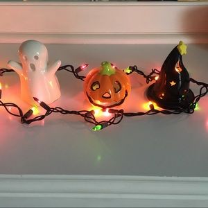 Halloween Tea Light Holder Set w/ String Lights